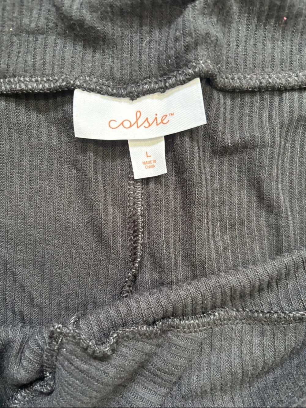 Colsie Black Boot Cut Ribbed Pants - Picture 3 of 5
